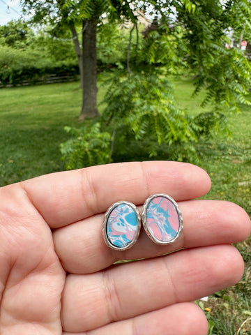 trans pride silver stud earrings