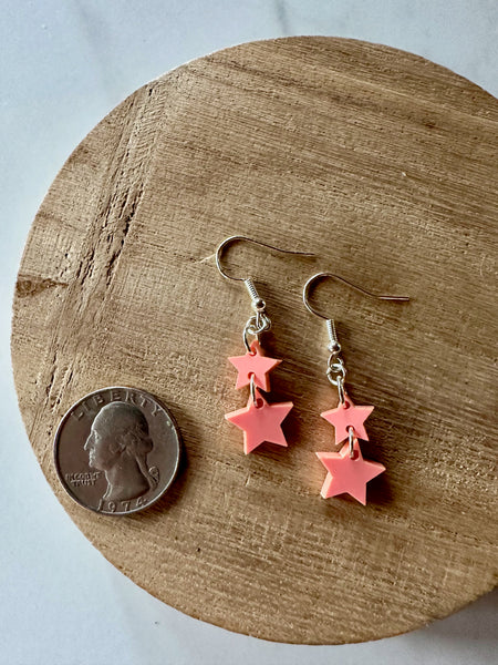 pink star dangle earrings