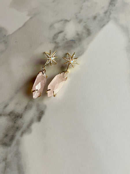 rose quartz opal earrings