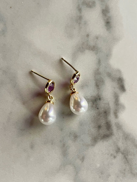 pearl and amethyst earrings