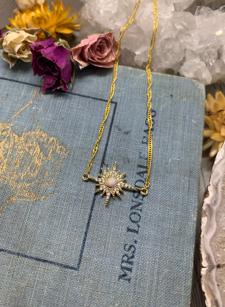 opal star burst necklace // gold necklace // opal necklace // gift // gift for her // holiday // summer jewelry