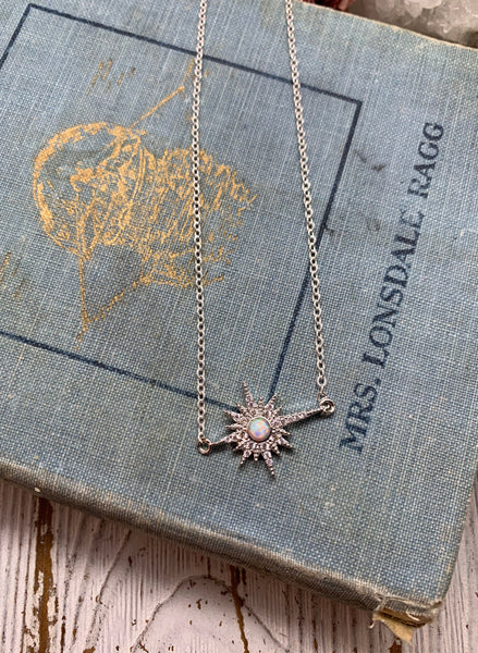 opal star burst necklace // silver necklace // opal necklace // gift // gift for her // holiday // summer jewelry