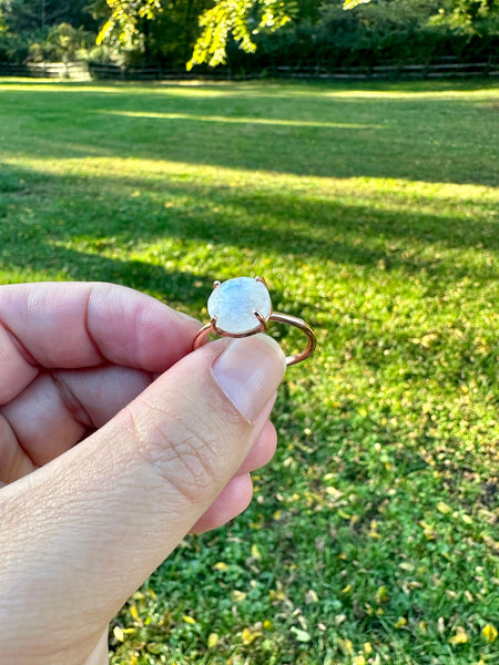 moonstone ring, rose gold ring, large moonstone ring, adjustable ring, statement jewelry, gift, gift for her, moonstone jewelry, holiday