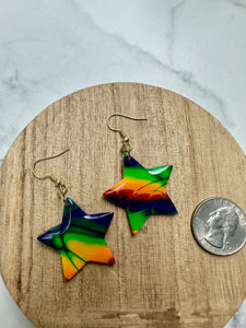pride flag star dangle earrings