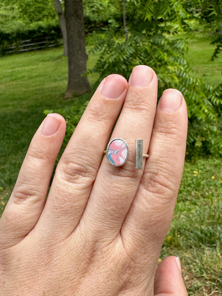 trans pride silver adjustable ring