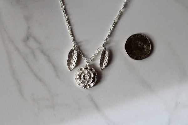 .999 silver rose necklace