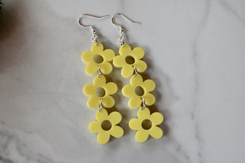 yellow daisy dangle earrings