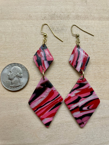 v-day polymer clay statement earrings