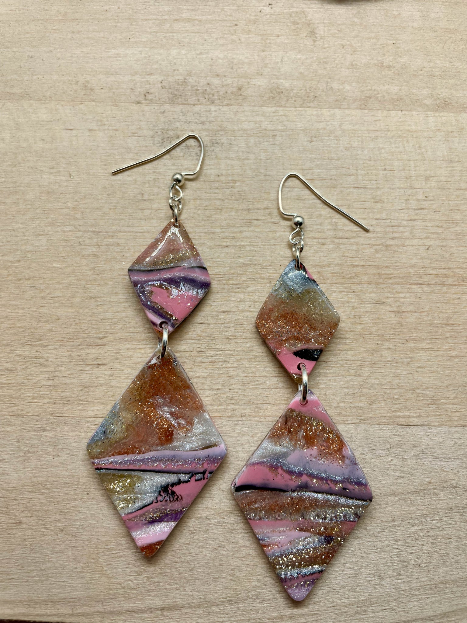 polymer clay quartz statement earrings
