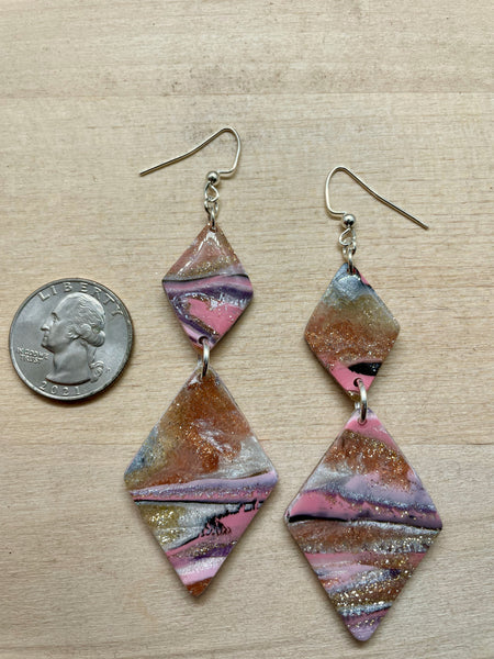polymer clay quartz statement earrings