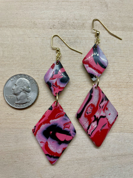 v-day polymer clay statement earrings