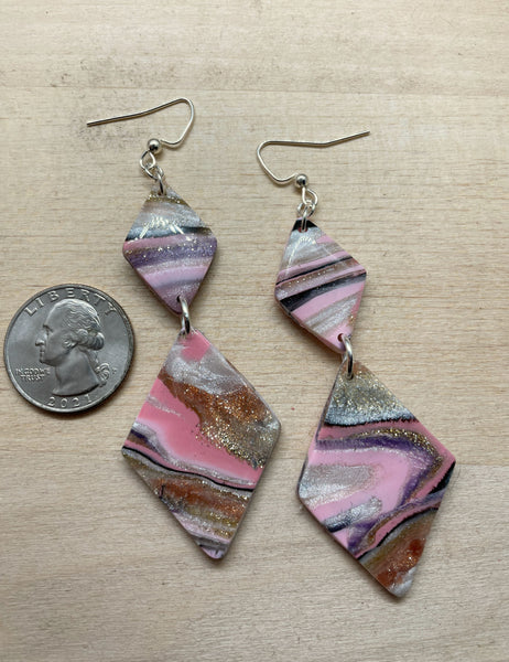polymer clay quartz statement earrings