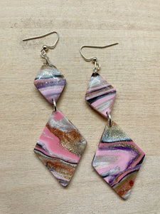polymer clay quartz statement earrings