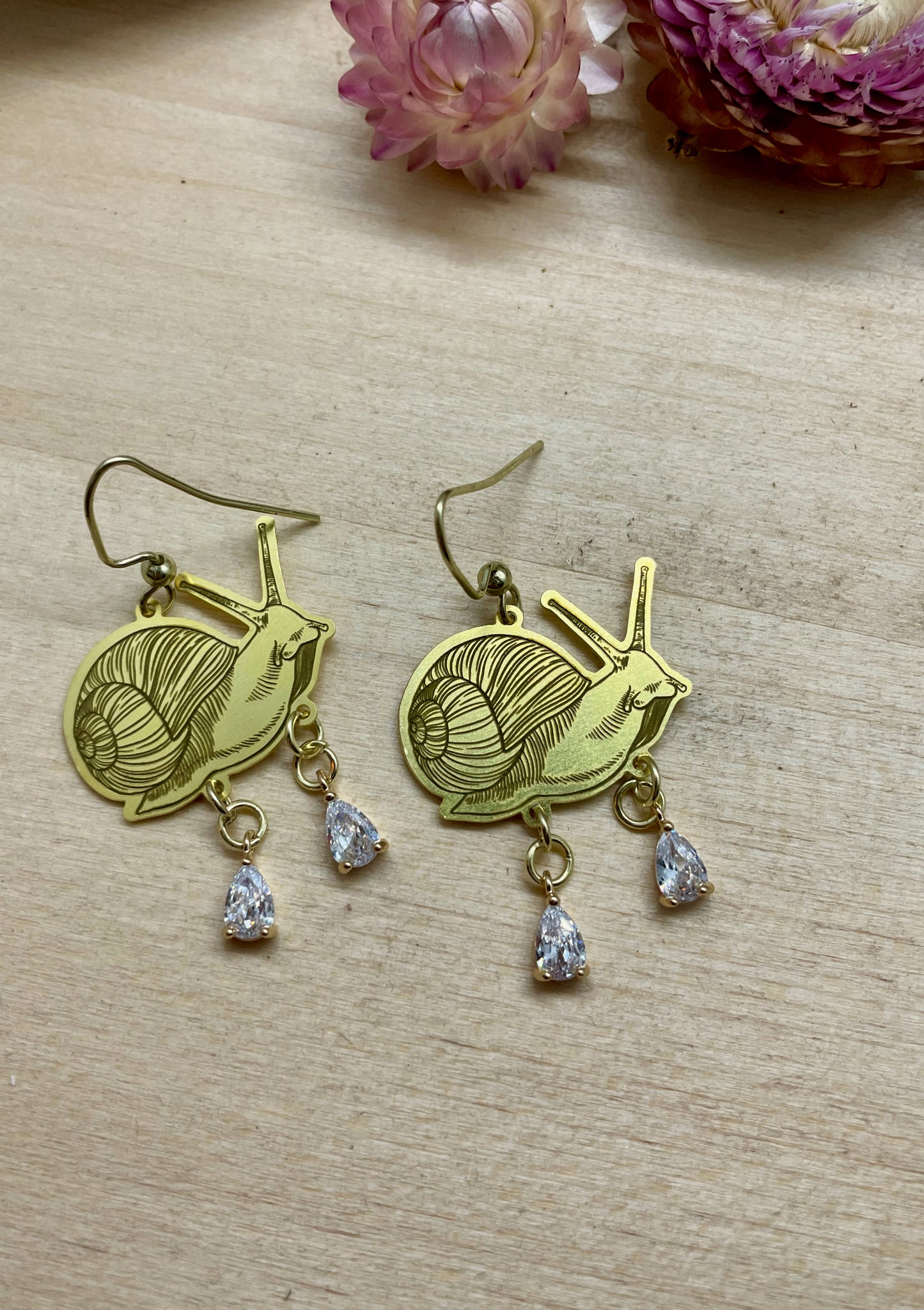 gold snail earrings