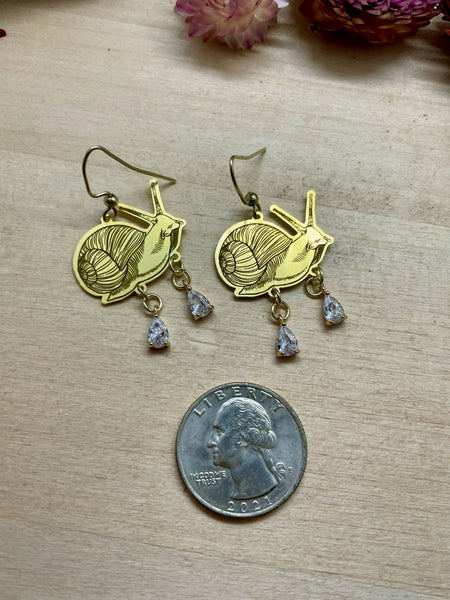 gold snail earrings