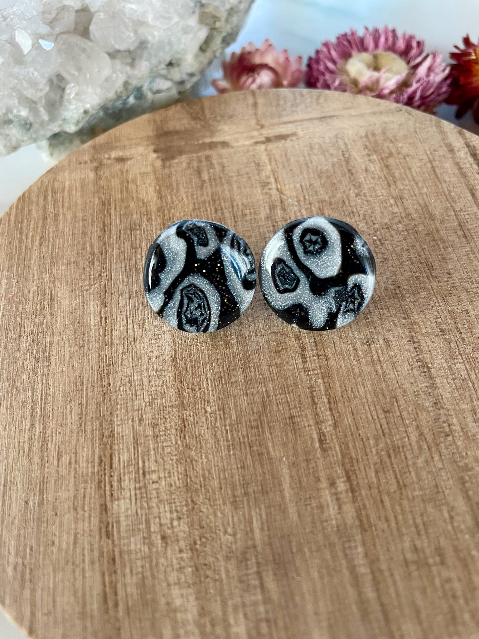 mokume gane clay stud earrings