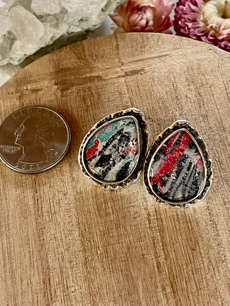 mokume gane clay stud earrings