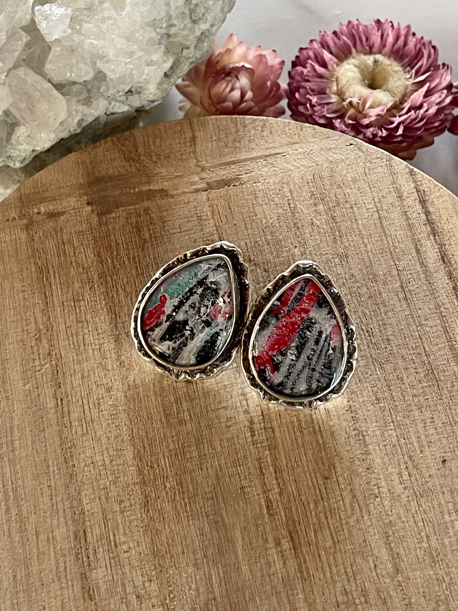 mokume gane clay stud earrings