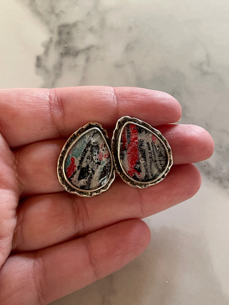 mokume gane clay stud earrings