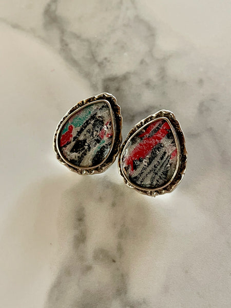 mokume gane clay stud earrings