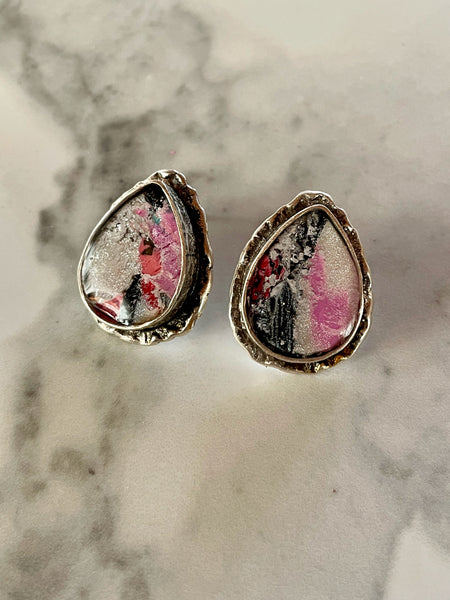 mokume gane clay stud earrings