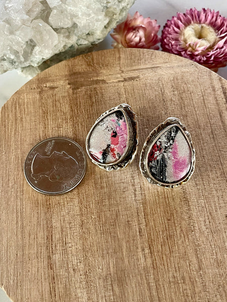mokume gane clay stud earrings