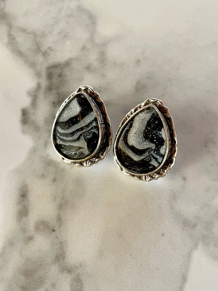 mokume gane clay stud earrings