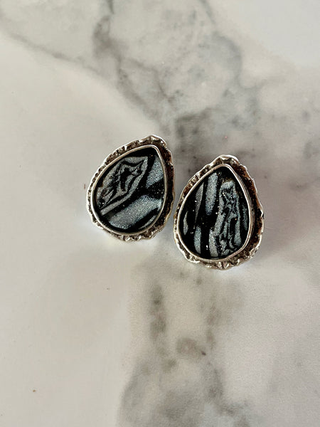 mokume gane clay stud earrings