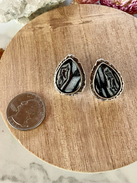 mokume gane clay stud earrings