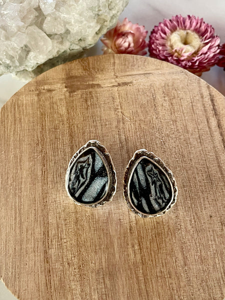mokume gane clay stud earrings