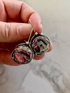 mokume gane clay silver dangle earrings