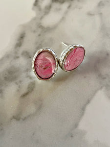 pink rose quartz polymer clay stud earrings
