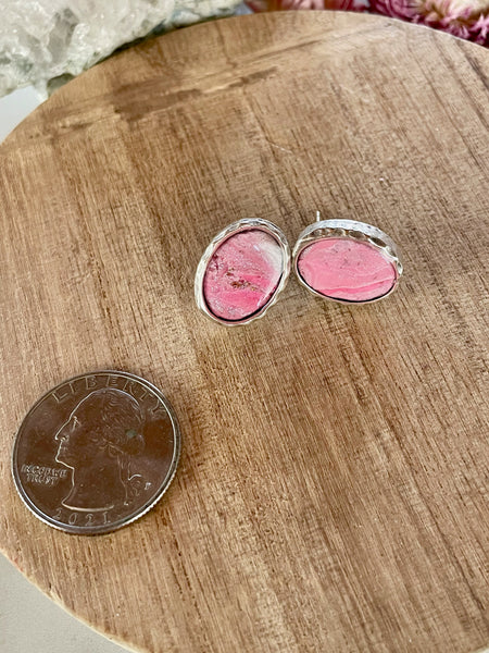 pink rose quartz polymer clay stud earrings