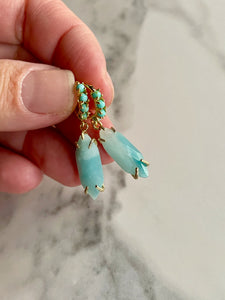 aventurine and turquoise huggie earrings