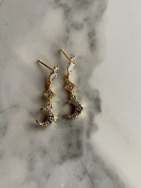 delicate crescent moon dangles