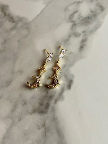 delicate crescent moon dangles