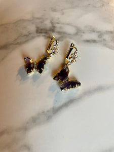 lavender butterfly huggie earrings