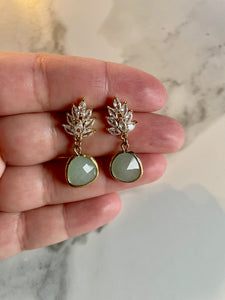 minty crystal earrings