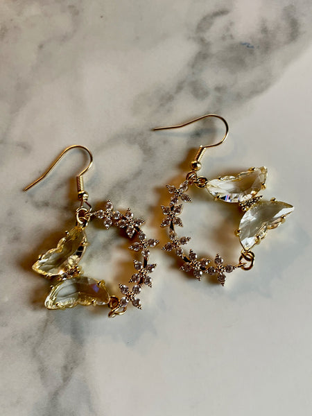 crystal butterfly earrings