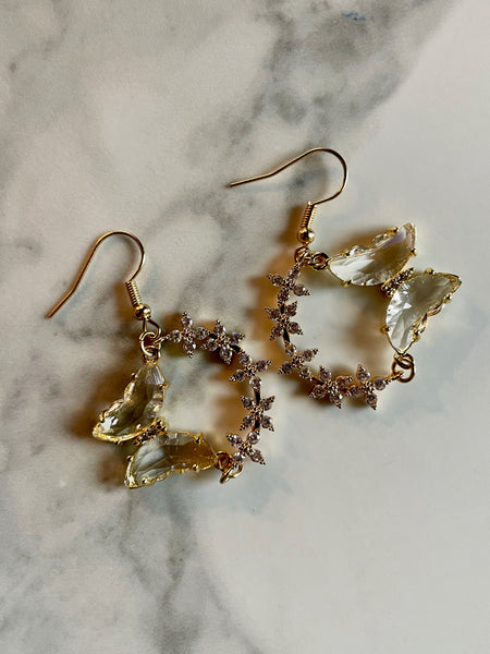 crystal butterfly earrings