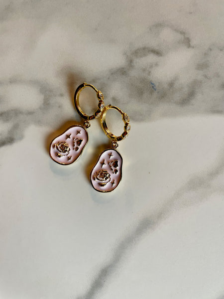pink gold huggie earrings