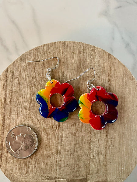 tie-dye daisy dangle earrings