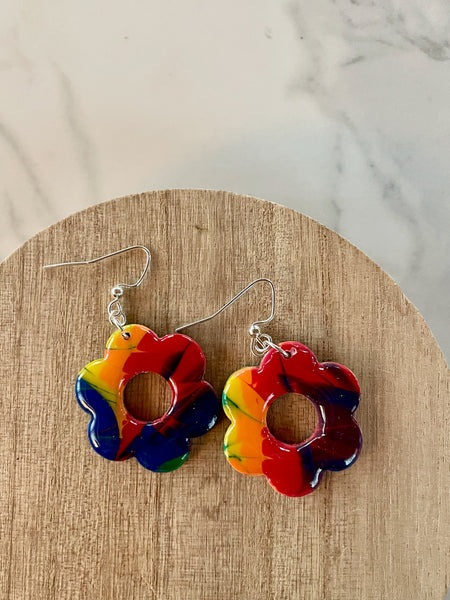 tie-dye daisy dangle earrings