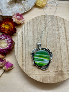 malachite inspired polymer clay necklace