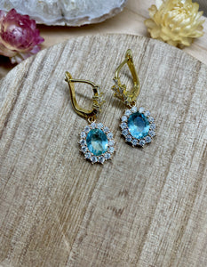 aquamarine gold huggie earrings