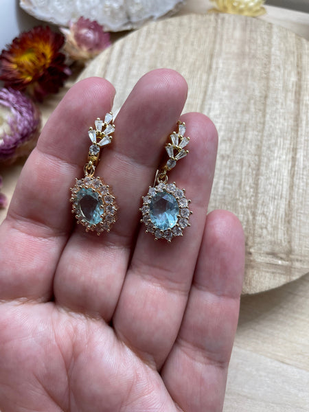 aquamarine gold huggie earrings