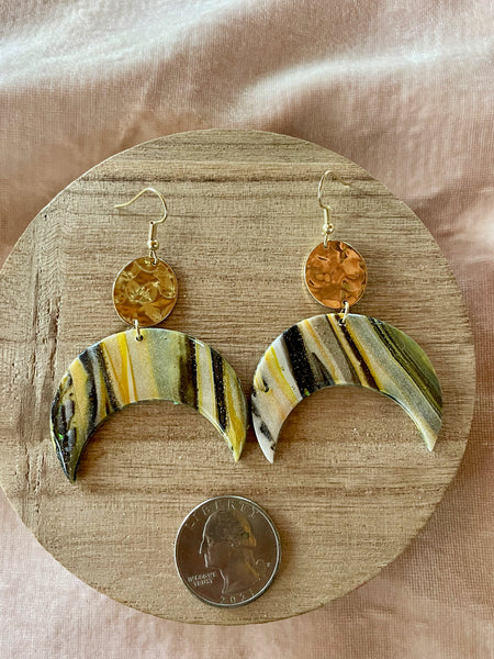 striped quartz polymer clay dangle earrings