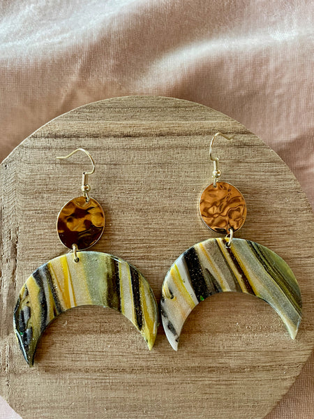 striped quartz polymer clay dangle earrings