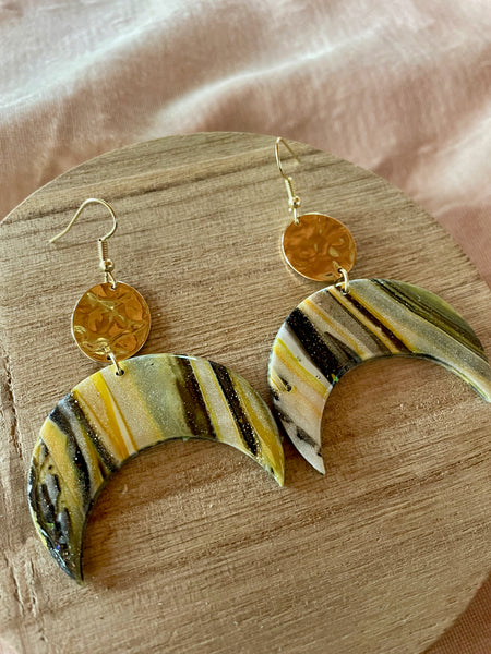 striped quartz polymer clay dangle earrings