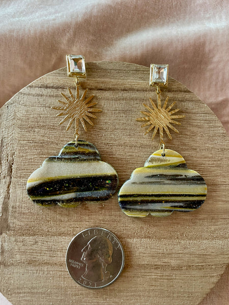 polymer clay cloud earrings
